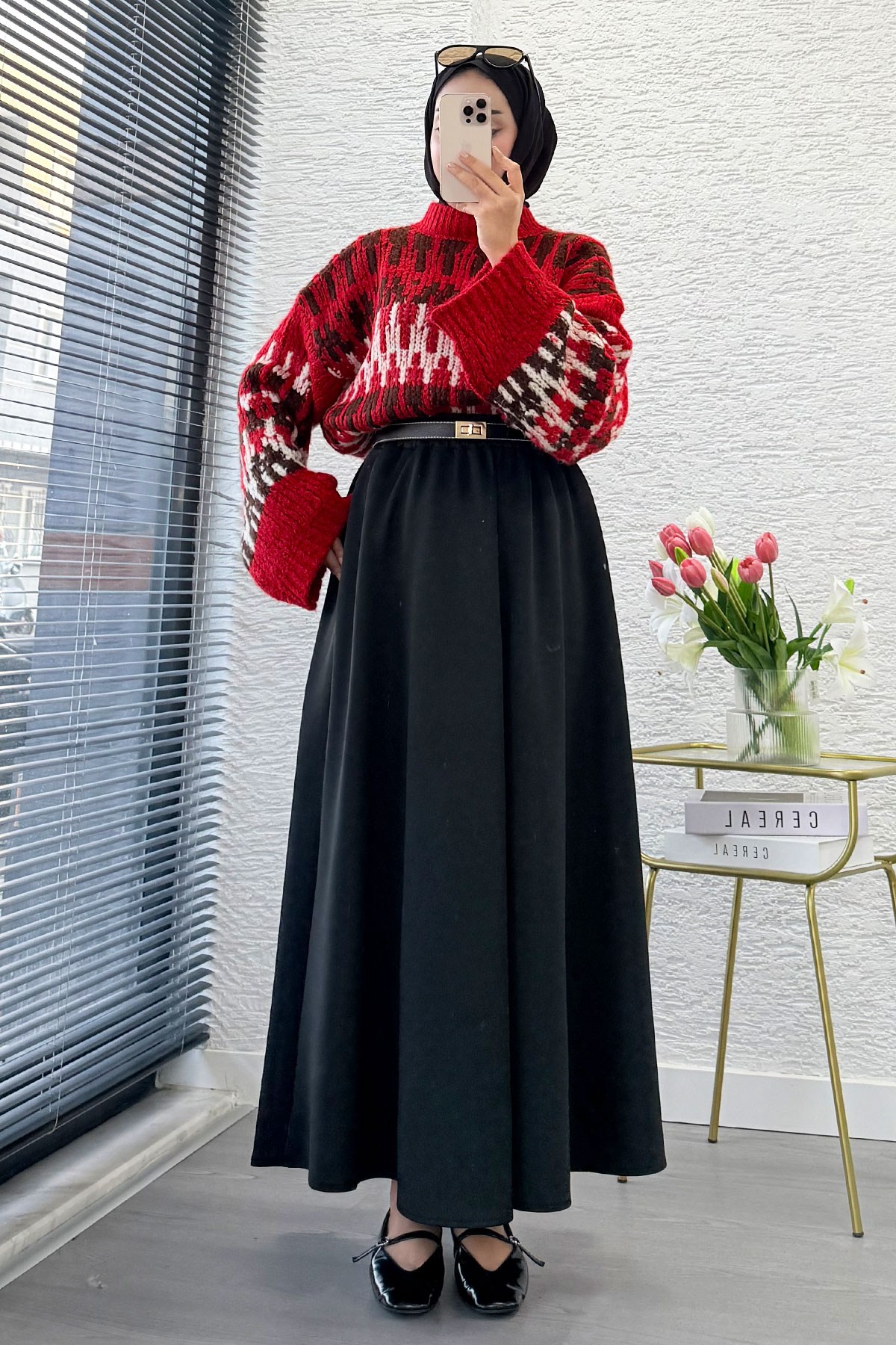 Premıum Beli Lastikli Çan Model Scuba Etek - Siyah
