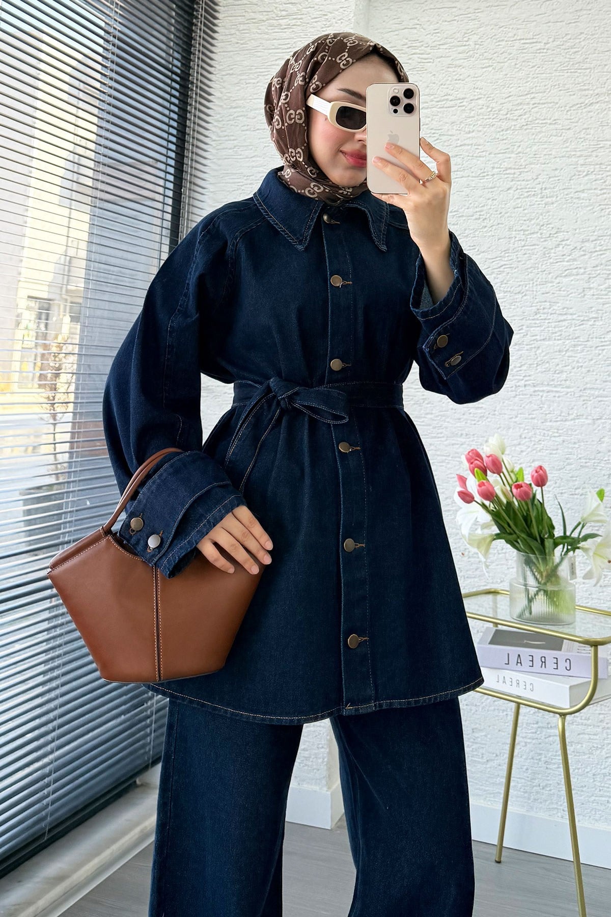 Premıum Denim Oversize İkili Kot Takım – Koyu Mavi