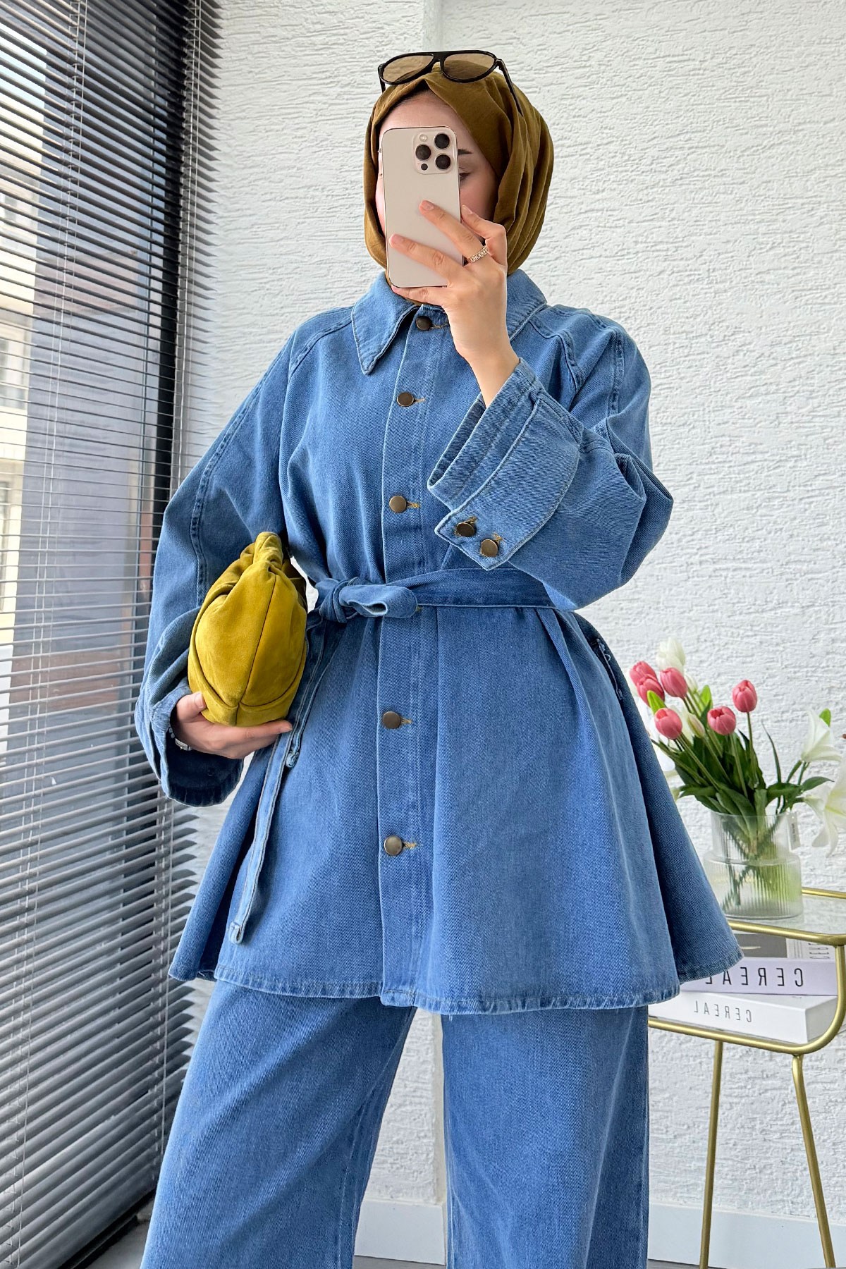 Premıum Denim Oversize İkili Kot Takım – Açık Mavi