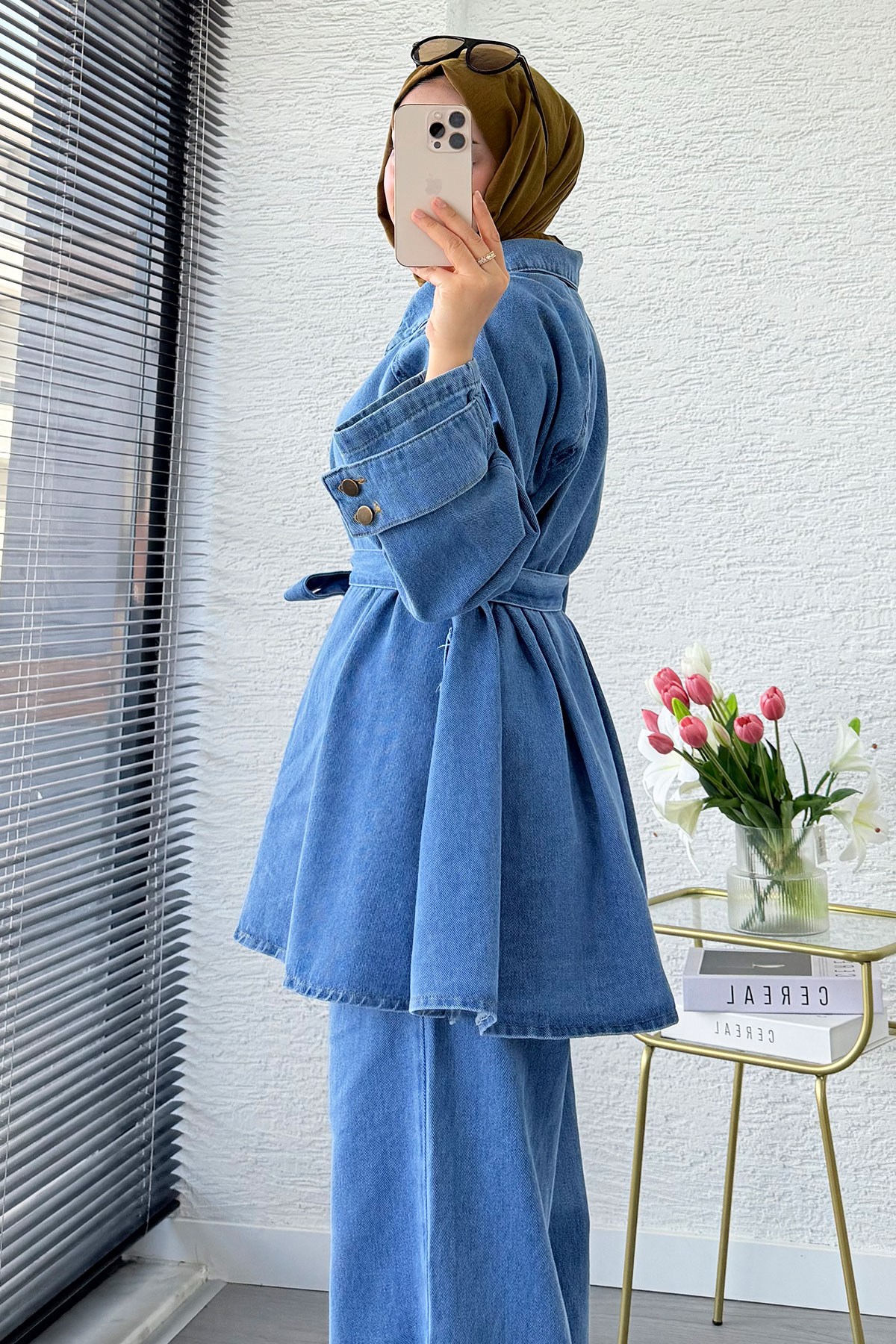 Premıum Denim Oversize İkili Kot Takım – Açık Mavi
