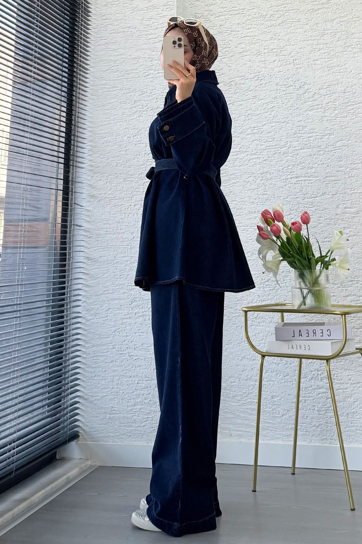 Premıum Denim Oversize İkili Kot Takım – Koyu Mavi