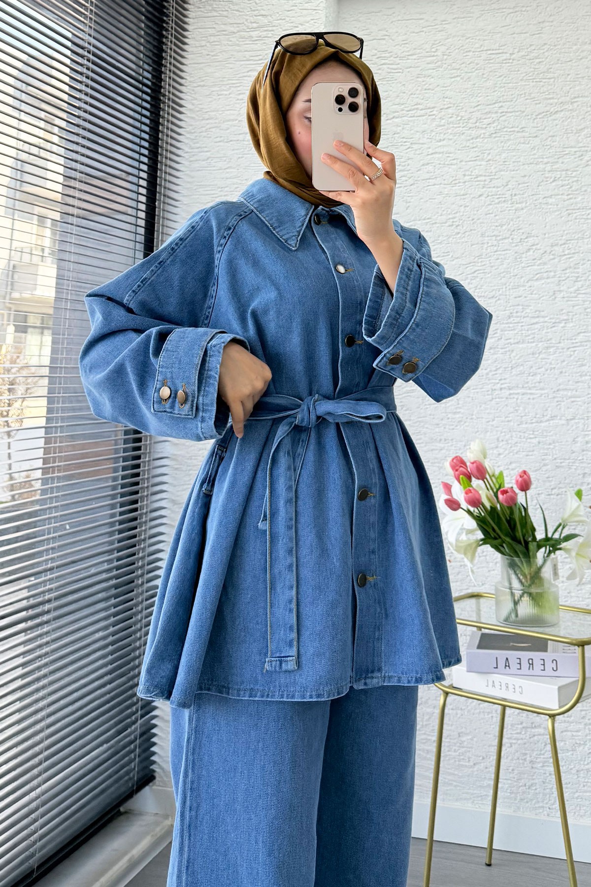 Premıum Denim Oversize İkili Kot Takım – Açık Mavi