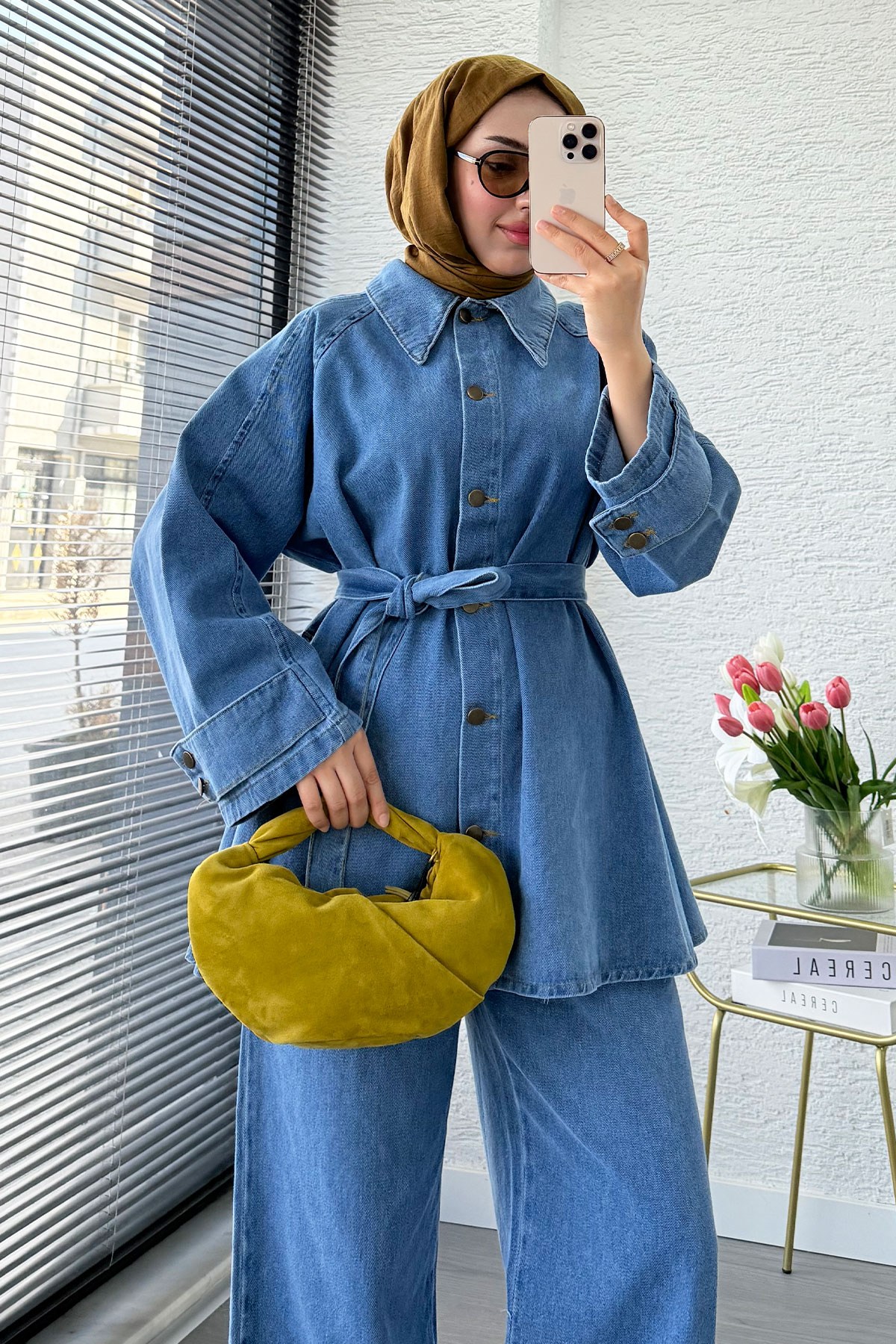 Premıum Denim Oversize İkili Kot Takım – Açık Mavi