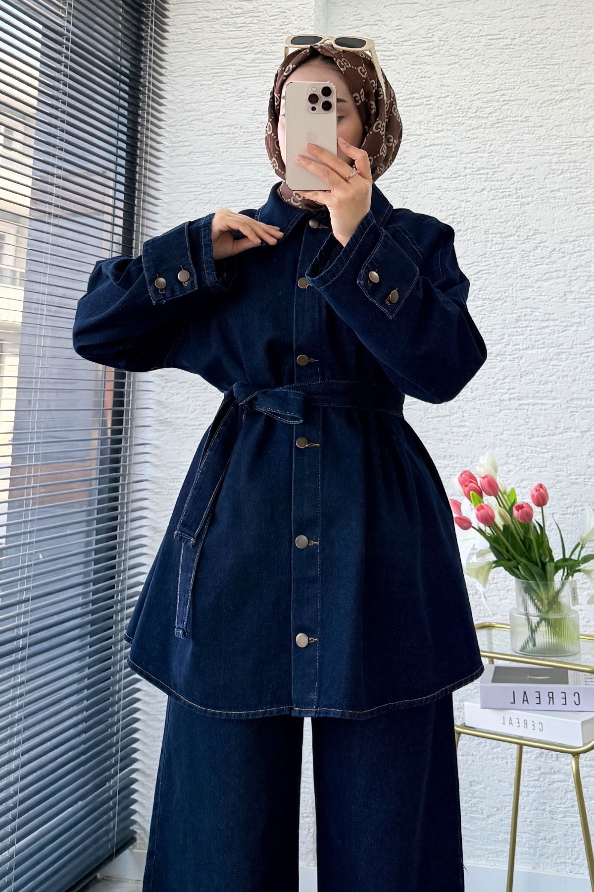 Premıum Denim Oversize İkili Kot Takım – Koyu Mavi