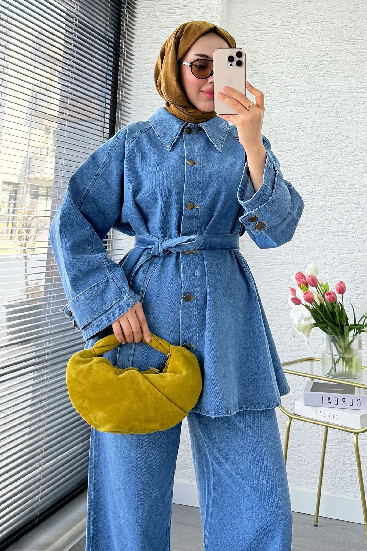 Premıum Denim Oversize İkili Kot Takım – Açık Mavi