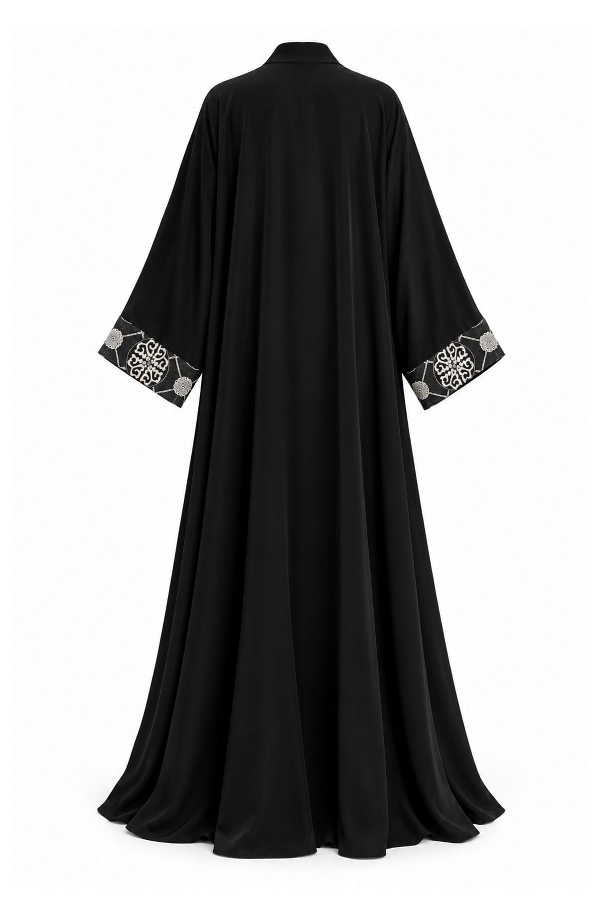 Premium İşlemeli Tül Detaylı Abaya - Siyah