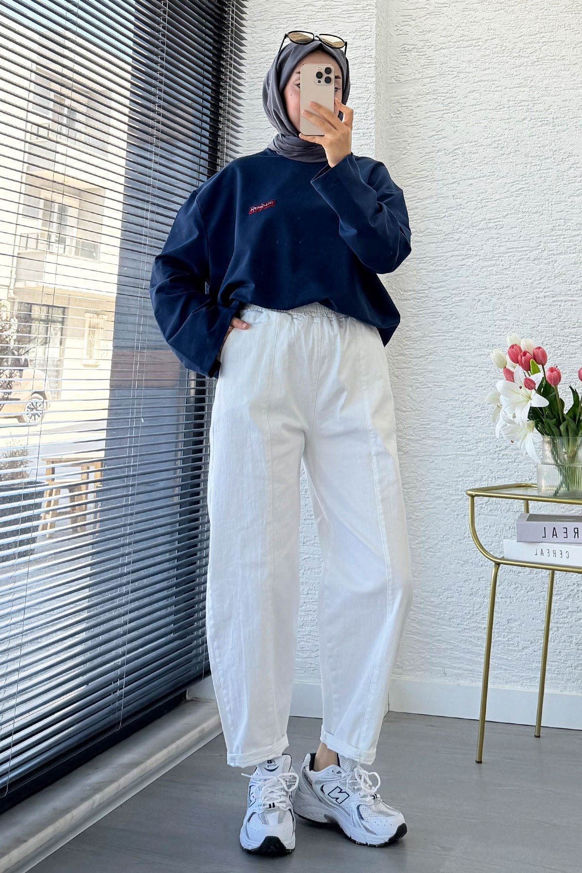 Premium Şalvar Kesim Dikiş Detaylı Jean Pantolon