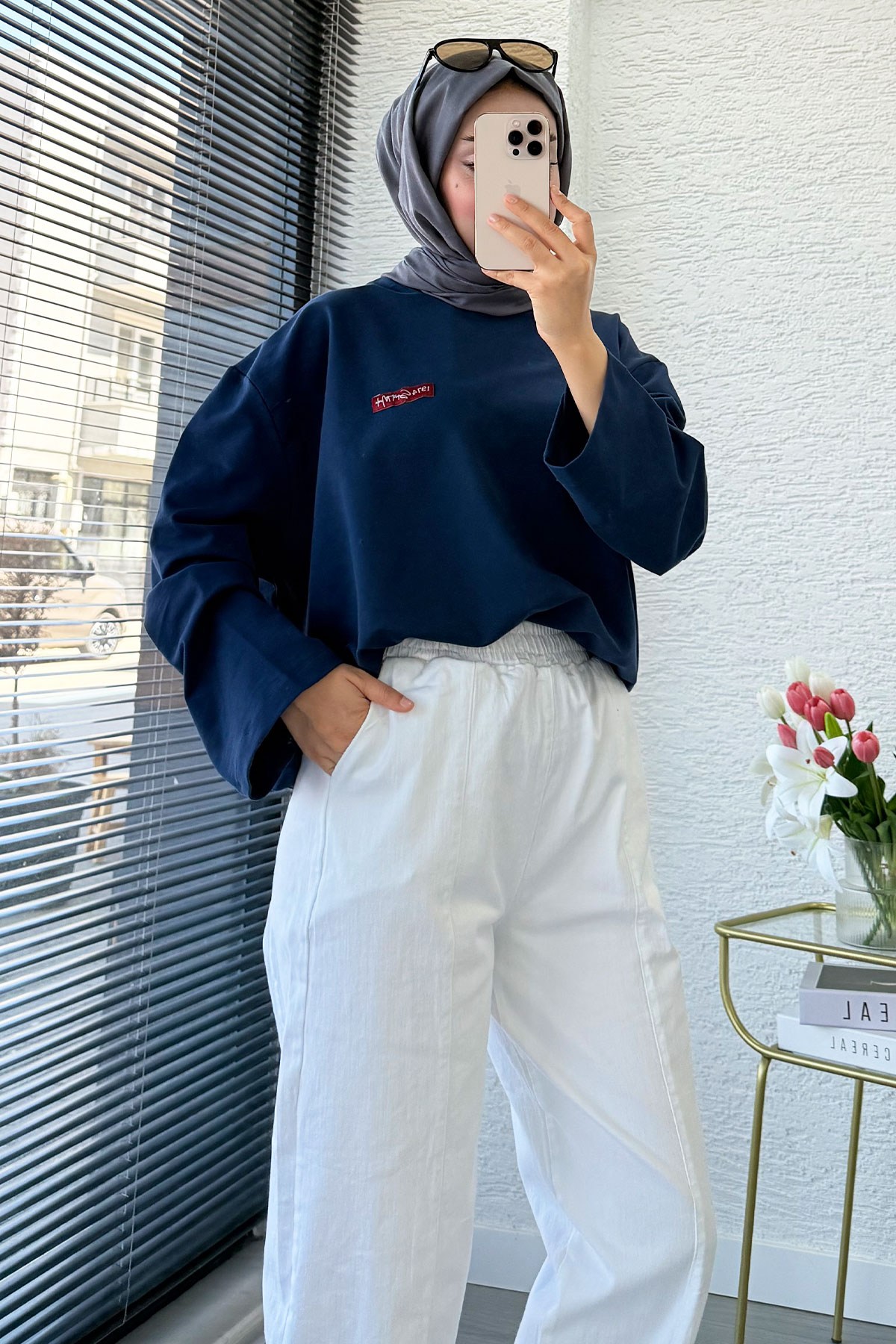 Premium Şalvar Kesim Dikiş Detaylı Jean Pantolon