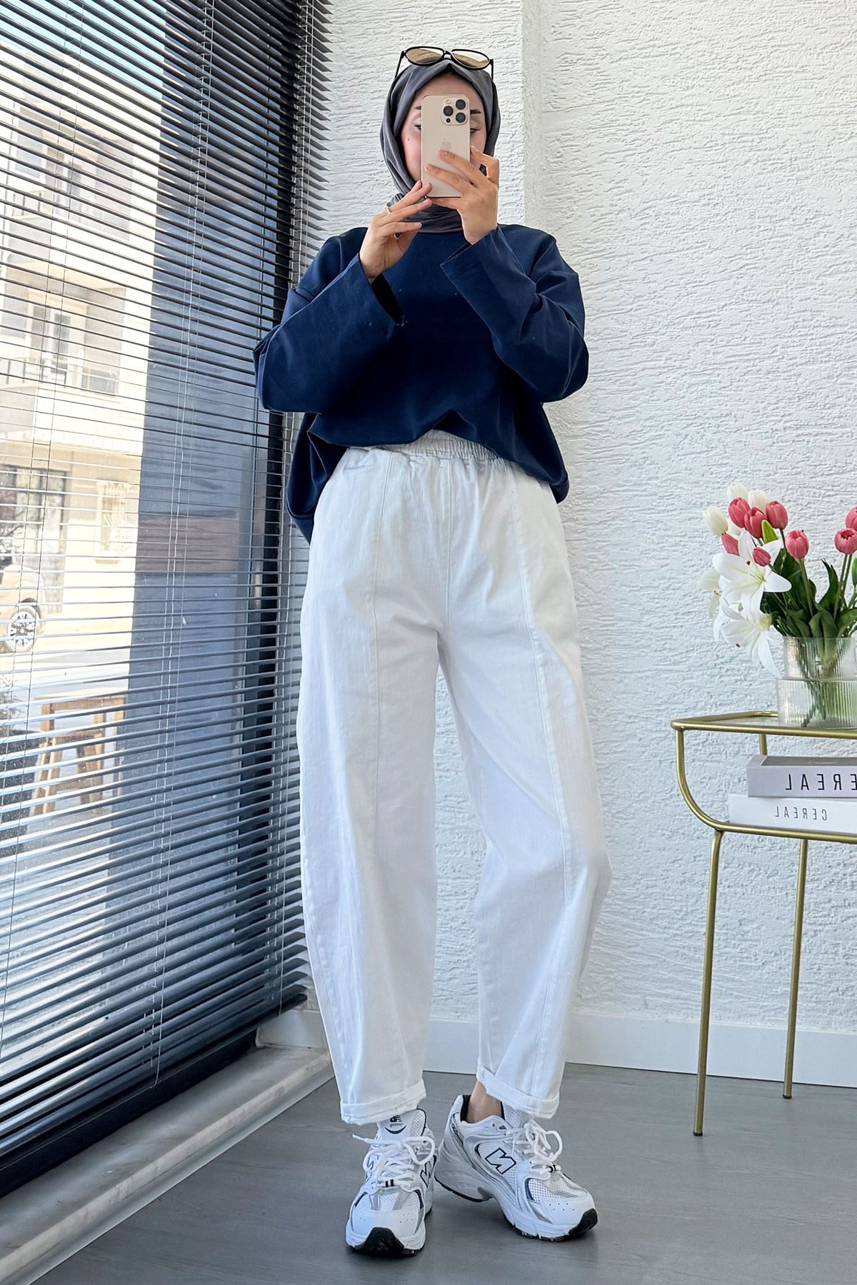 Premium Şalvar Kesim Dikiş Detaylı Jean Pantolon