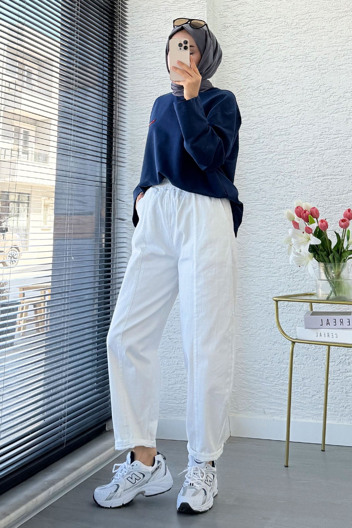 Premium Şalvar Kesim Dikiş Detaylı Jean Pantolon