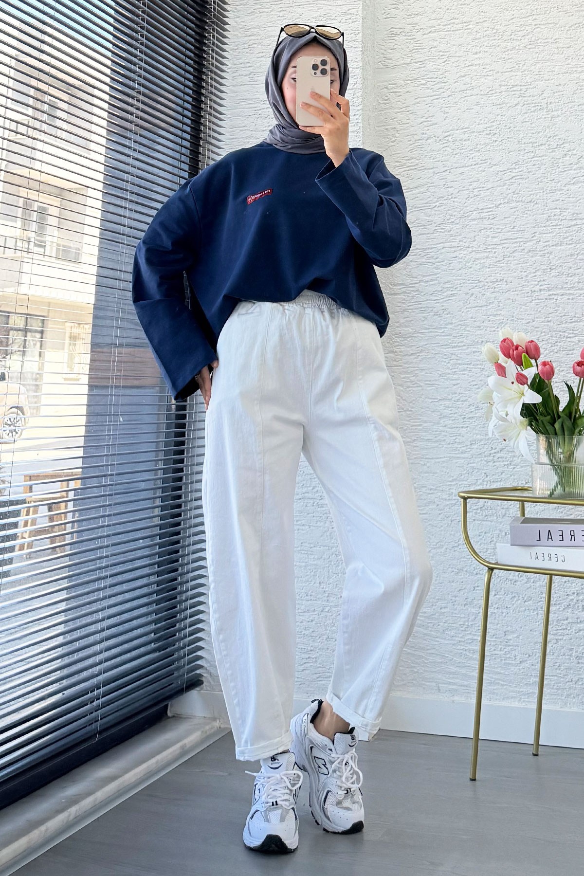Premium Şalvar Kesim Dikiş Detaylı Jean Pantolon