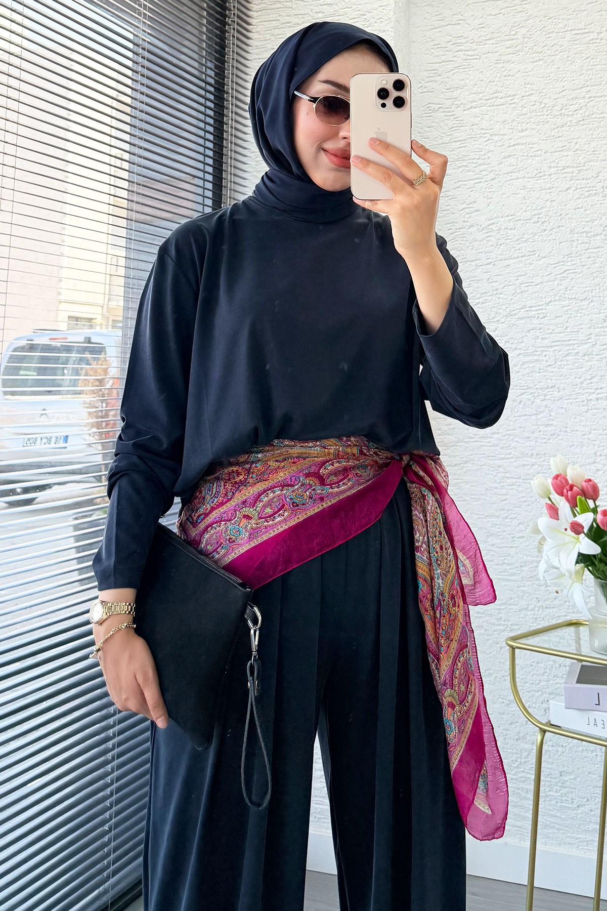 Premium Şalvar Kesim Double Face Pantolon Takım - Antrasit