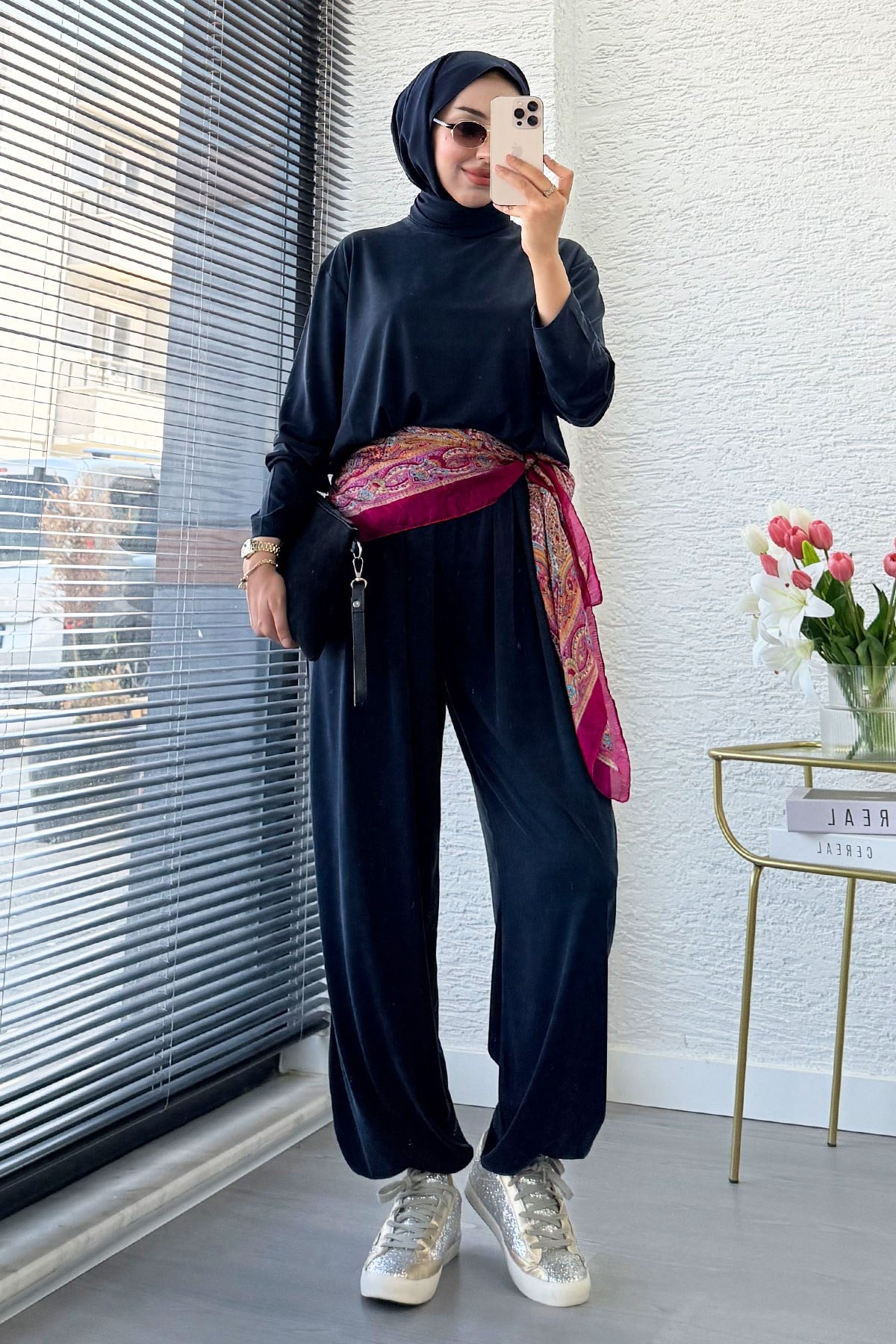 Premium Şalvar Kesim Double Face Pantolon Takım - Antrasit