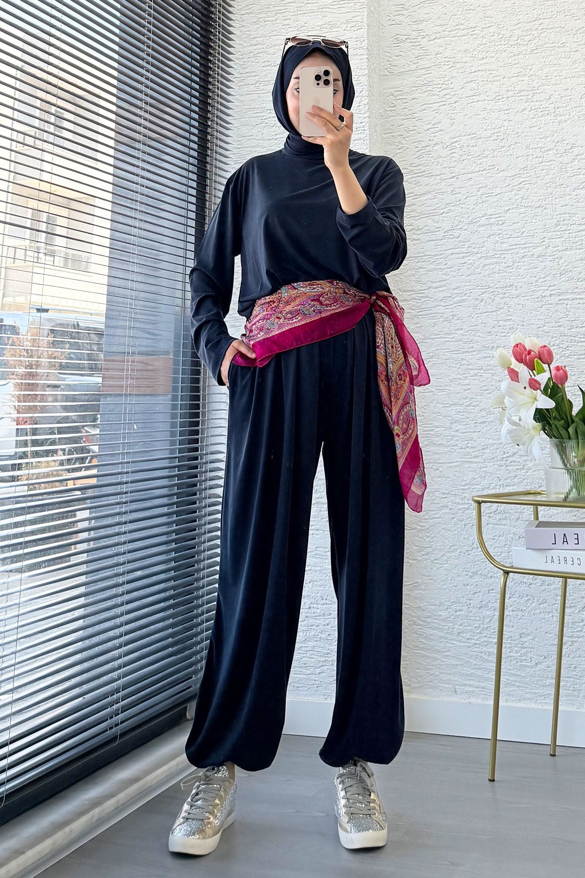 Premium Şalvar Kesim Double Face Pantolon Takım - Antrasit