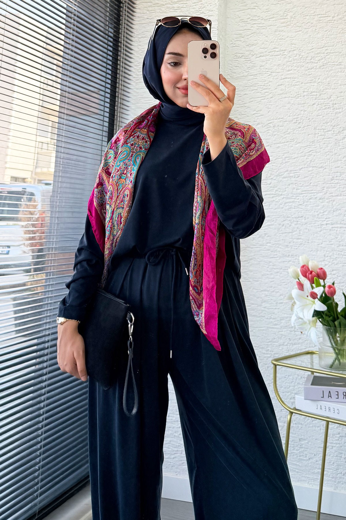 Premium Şalvar Kesim Double Face Pantolon Takım - Antrasit