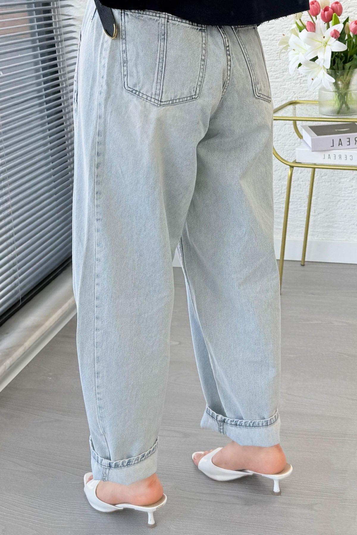 Premıum Şalvar Kesim Drop Crotch Jean Pantolon - Açık Mavi
