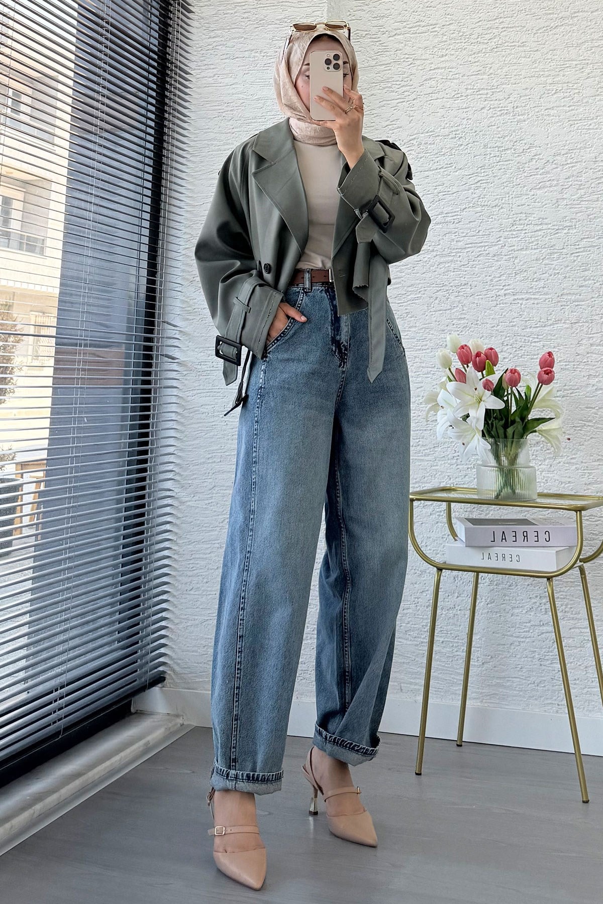 Premıum Şalvar Kesim Drop Crotch Jean Pantolon - Mavi