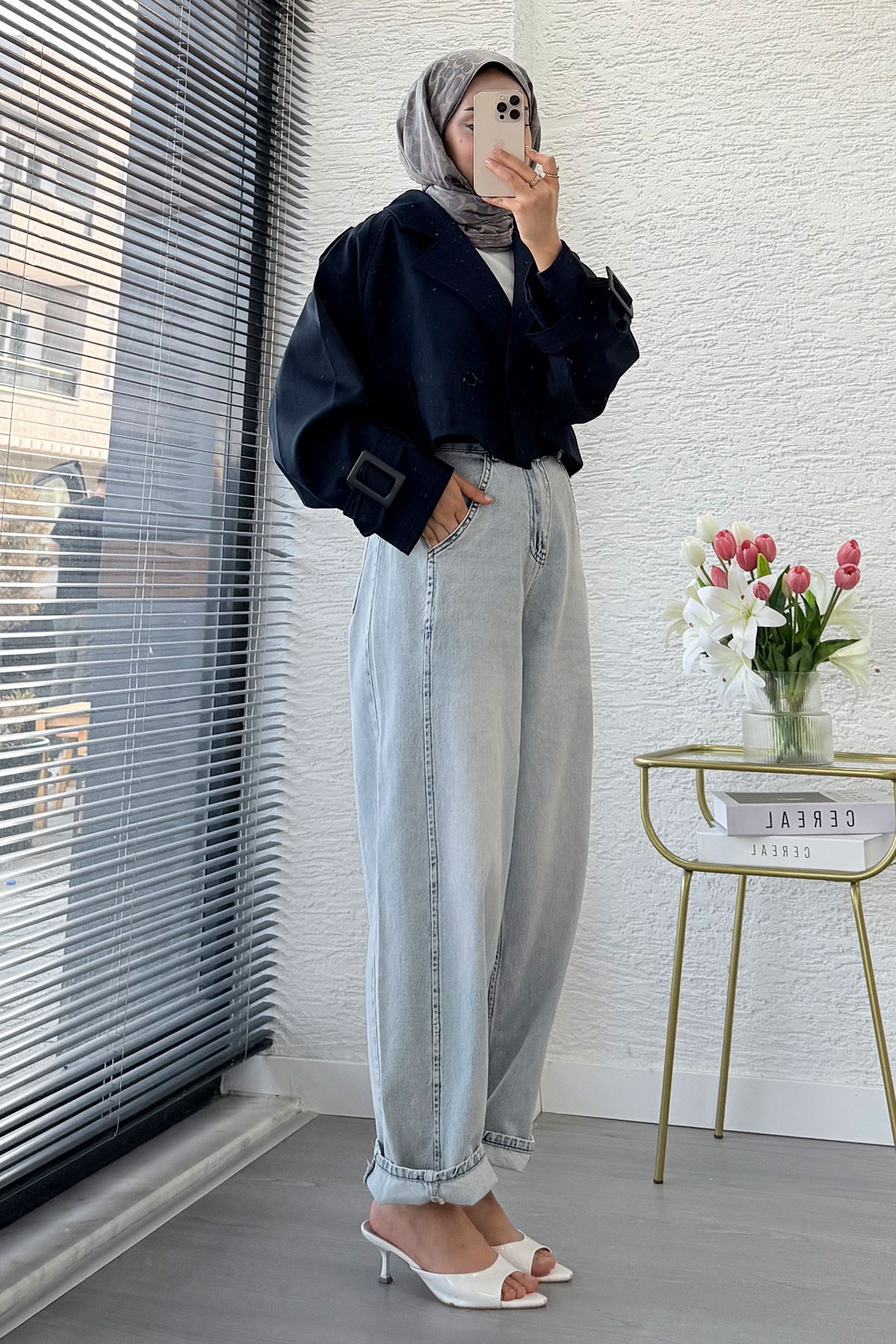 Premıum Şalvar Kesim Drop Crotch Jean Pantolon - Açık Mavi
