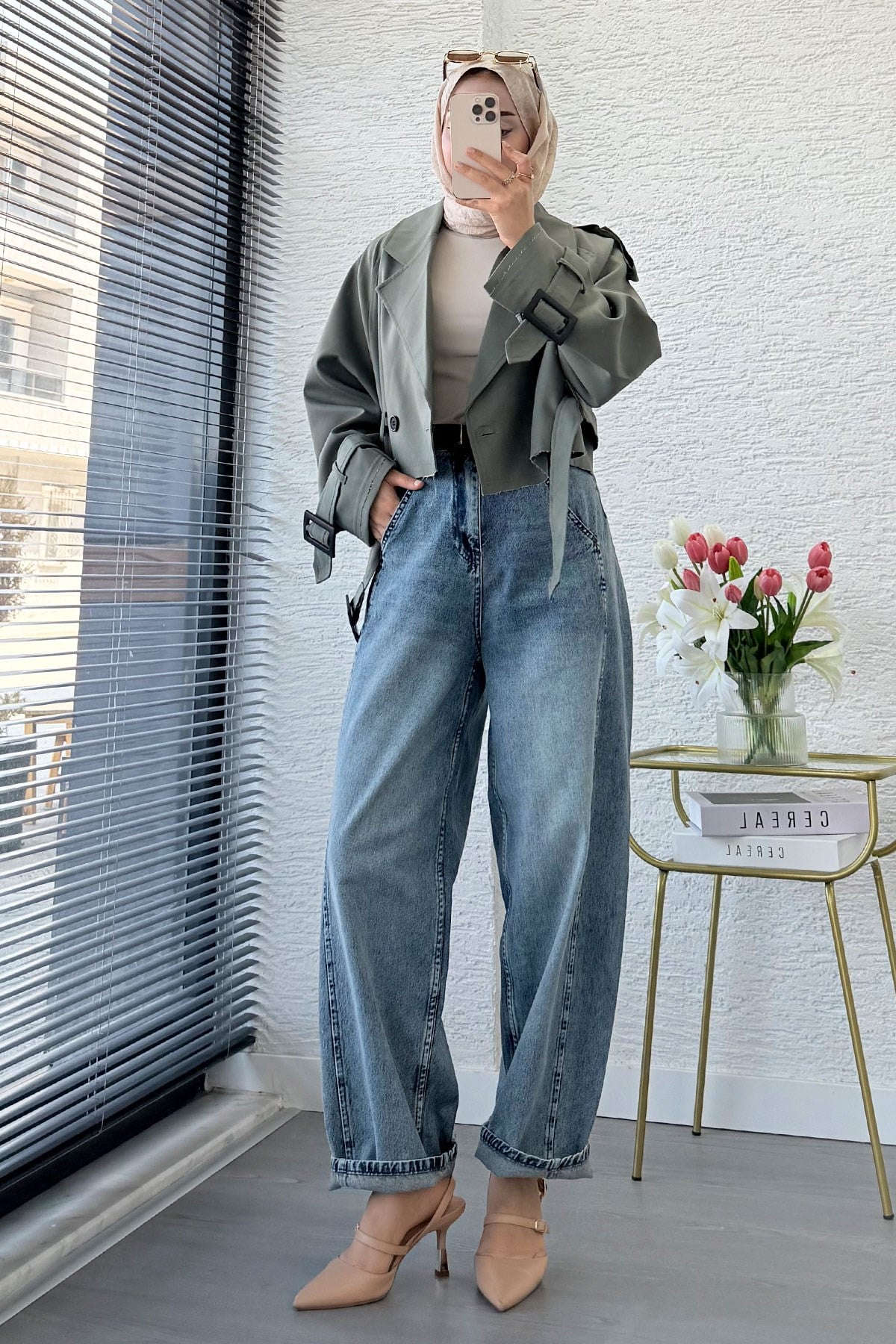 Premıum Şalvar Kesim Drop Crotch Jean Pantolon - Mavi