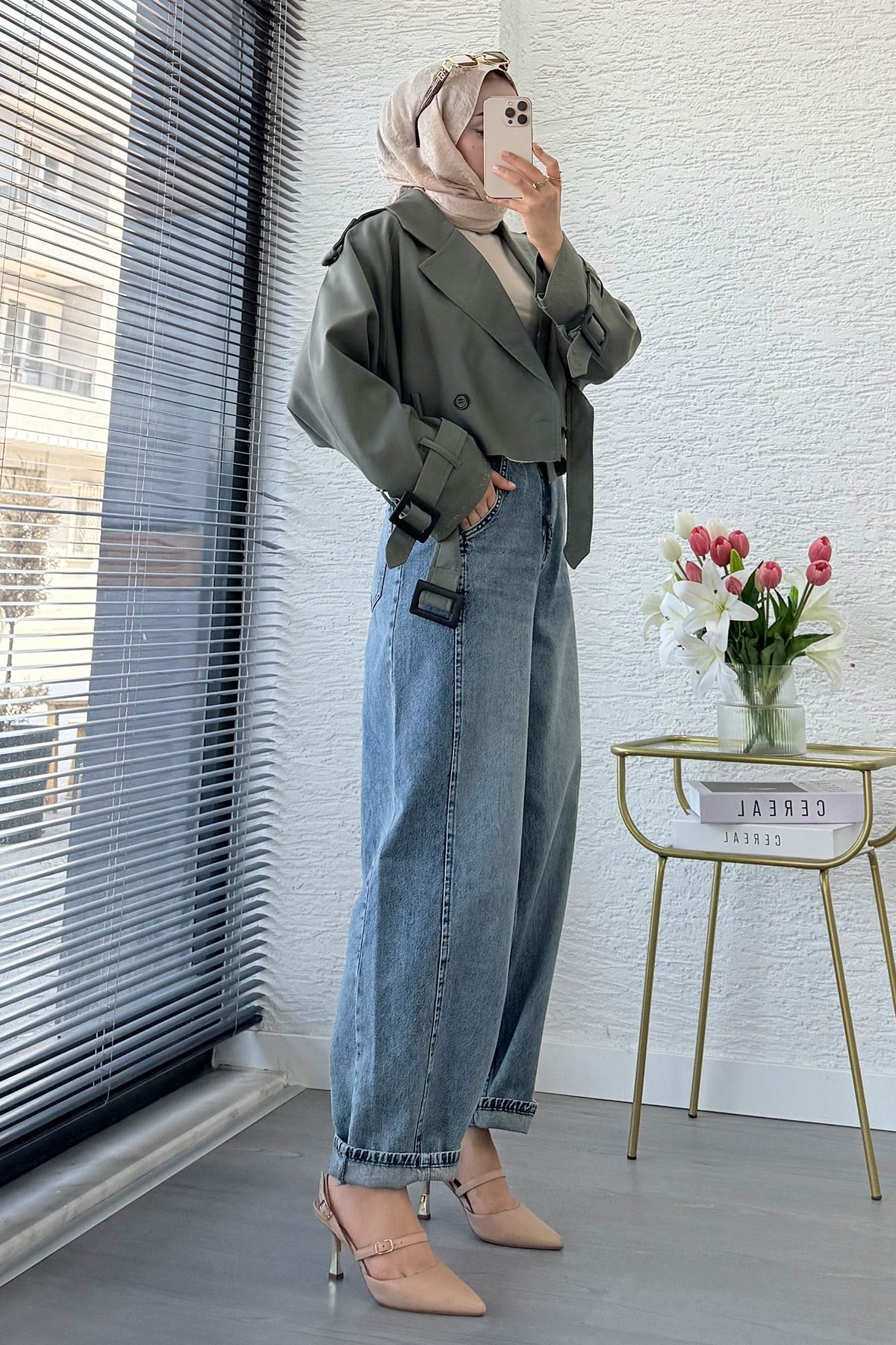 Premıum Şalvar Kesim Drop Crotch Jean Pantolon - Mavi