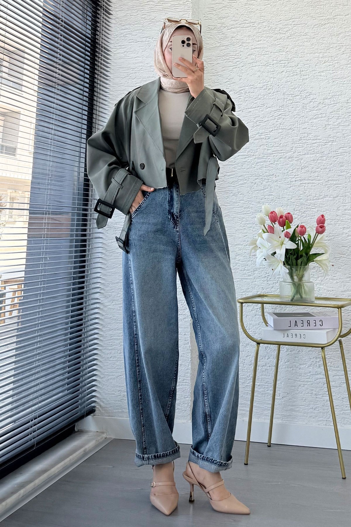 Premıum Şalvar Kesim Drop Crotch Jean Pantolon - Mavi