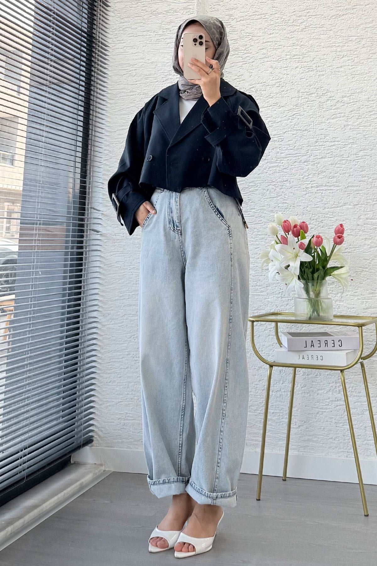 Premıum Şalvar Kesim Drop Crotch Jean Pantolon - Açık Mavi