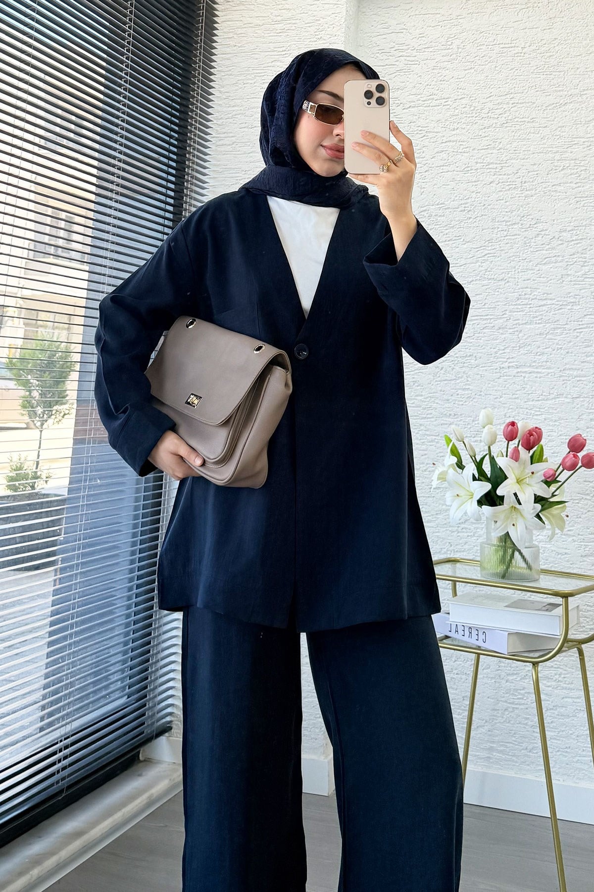 Premium Tek Düğmeli Modal Pantolon Takım - Lacivert