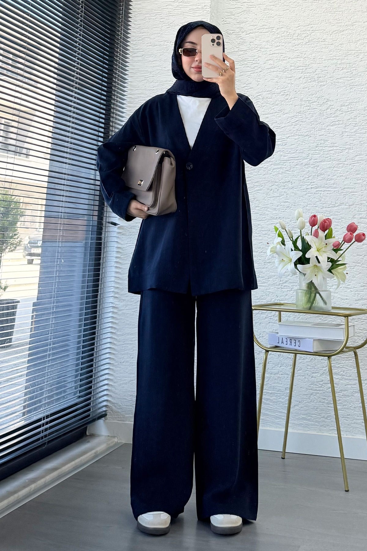 Premium Tek Düğmeli Modal Pantolon Takım - Lacivert