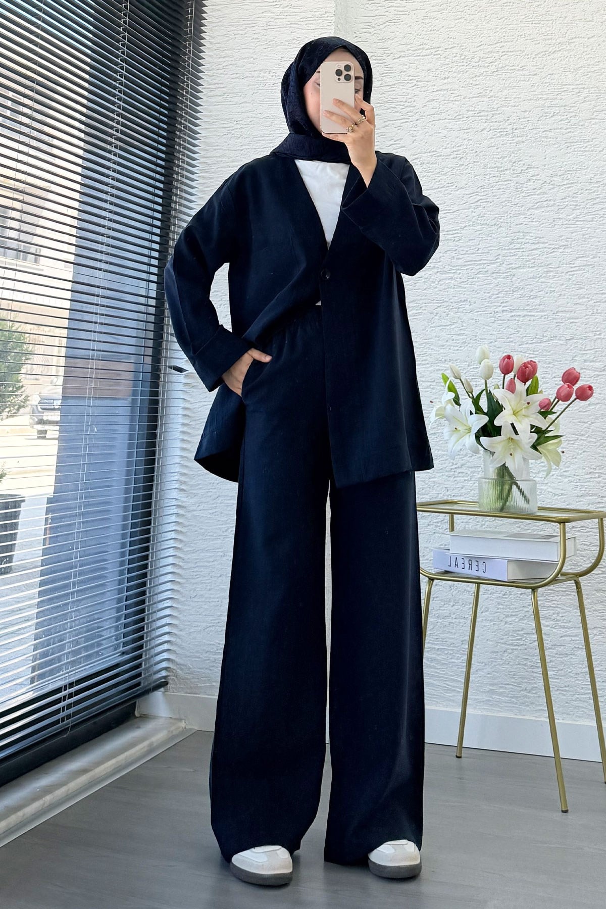 Premium Tek Düğmeli Modal Pantolon Takım - Lacivert