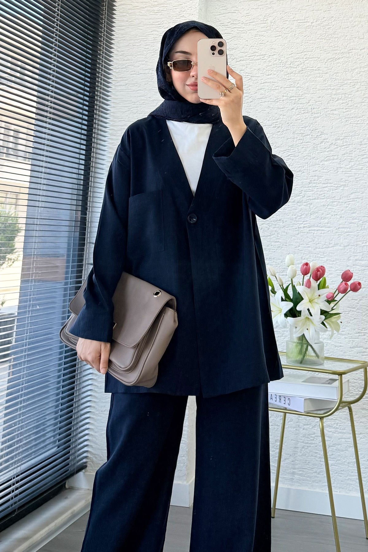 Premium Tek Düğmeli Modal Pantolon Takım - Lacivert