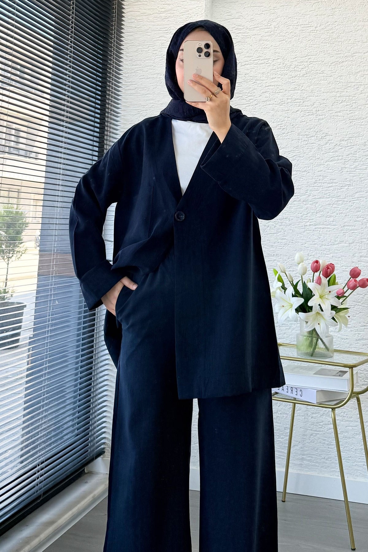 Premium Tek Düğmeli Modal Pantolon Takım - Lacivert