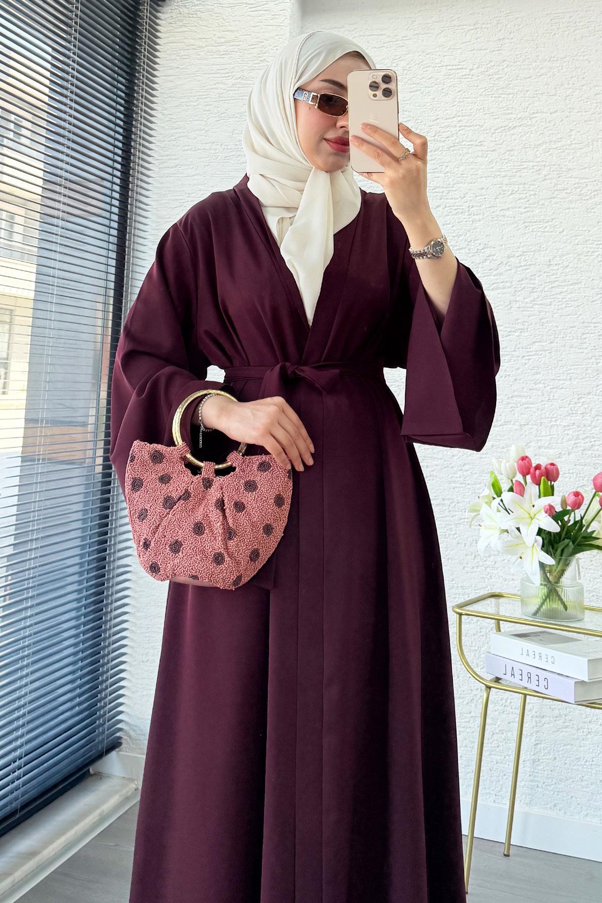 Premium Volan Kol Diana Abaya – Bordo