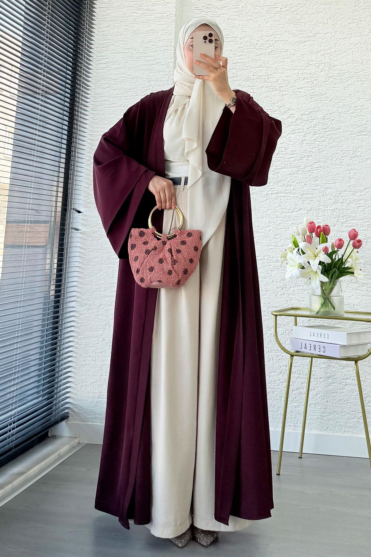Premium Volan Kol Diana Abaya – Bordo