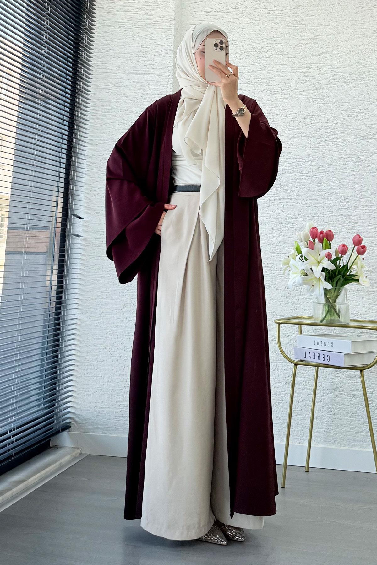 Premium Volan Kol Diana Abaya – Bordo