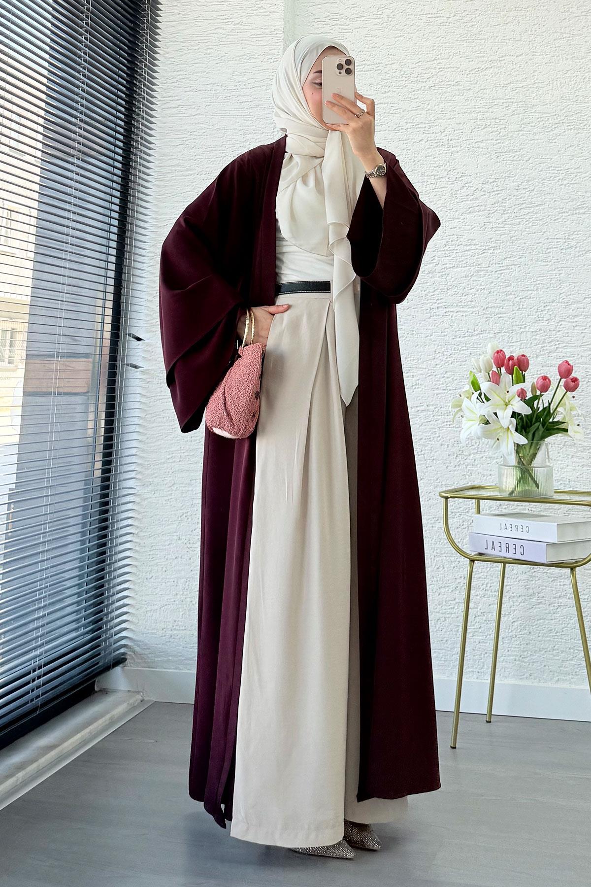 Premium Volan Kol Diana Abaya – Bordo