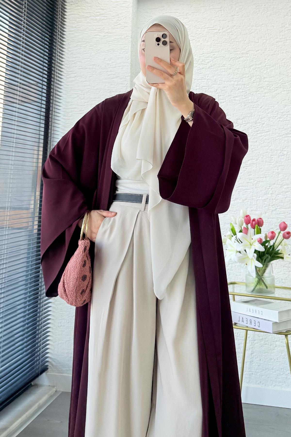 Premium Volan Kol Diana Abaya – Bordo