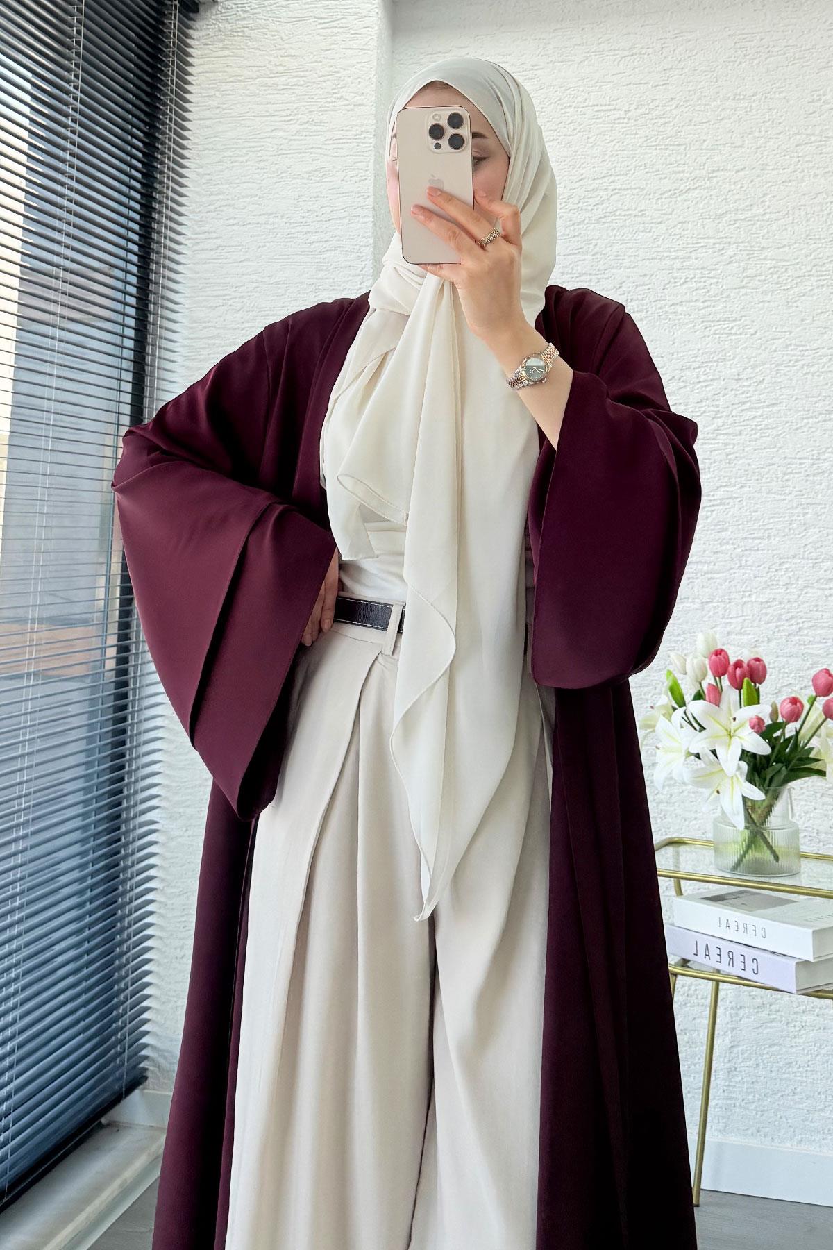 Premium Volan Kol Diana Abaya – Bordo
