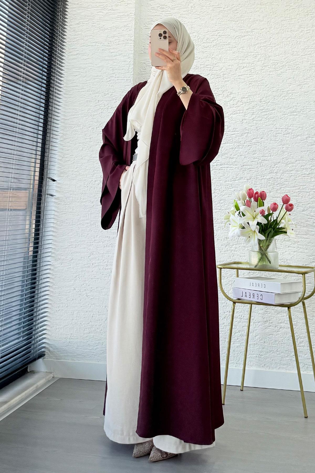 Premium Volan Kol Diana Abaya – Bordo