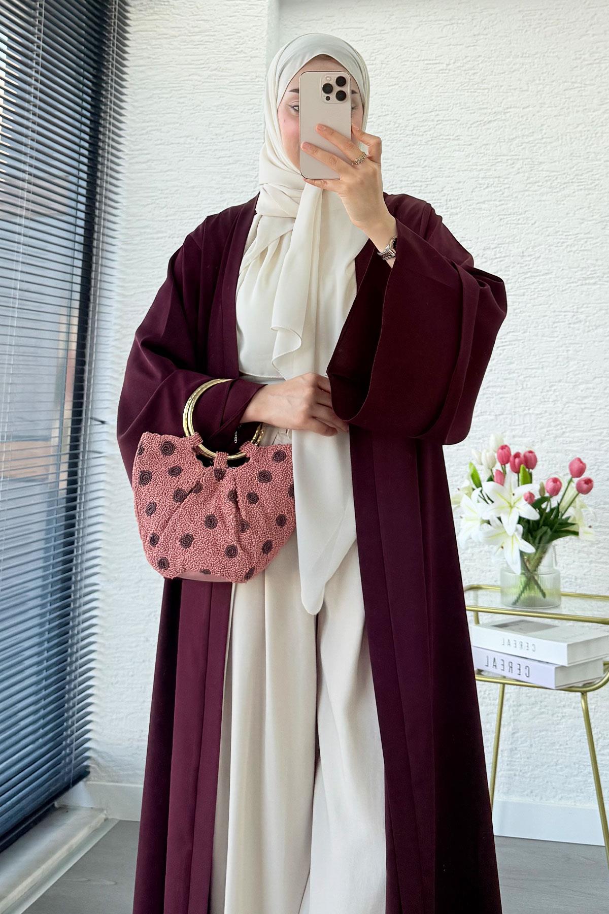 Premium Volan Kol Diana Abaya – Bordo