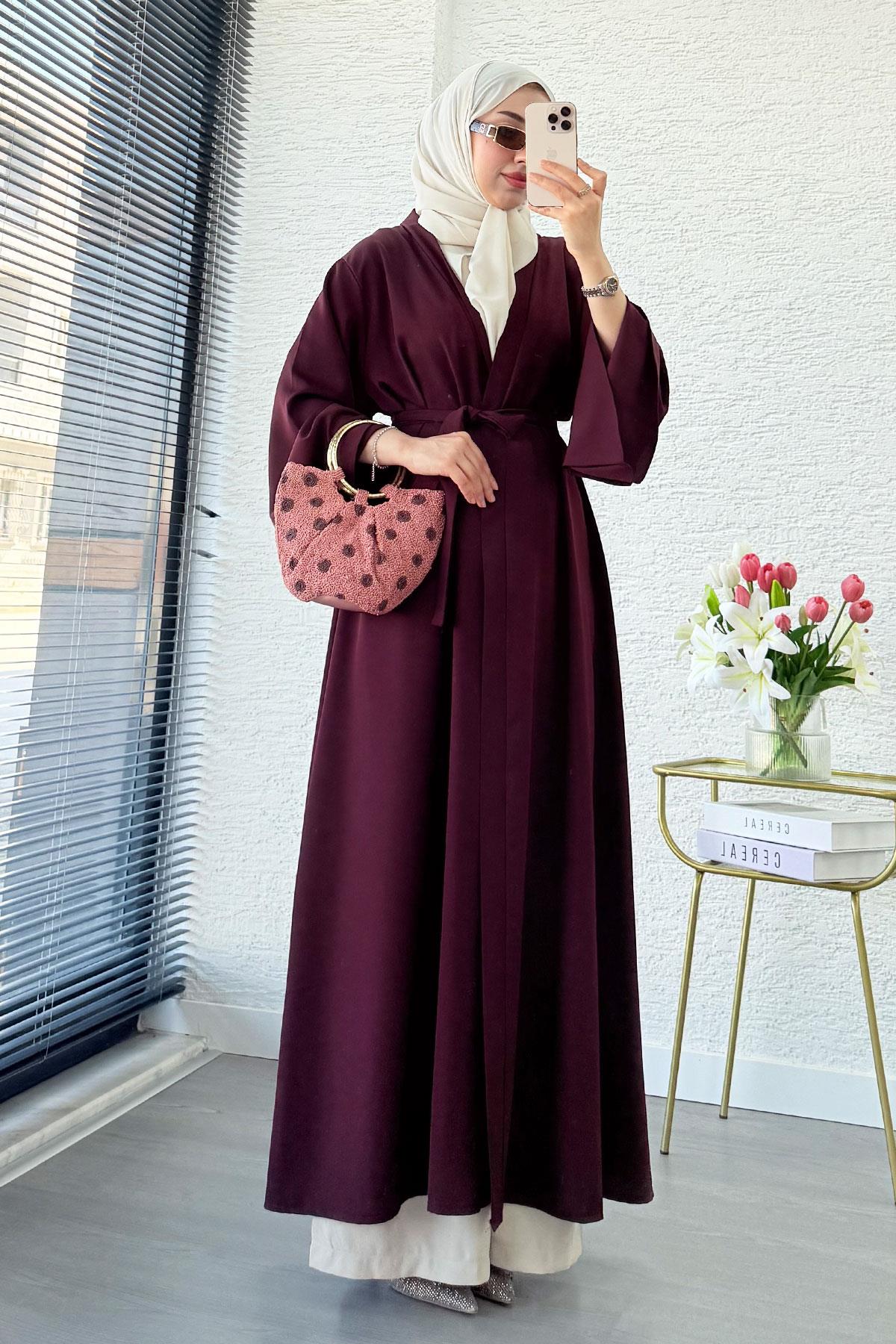 Premium Volan Kol Diana Abaya – Bordo