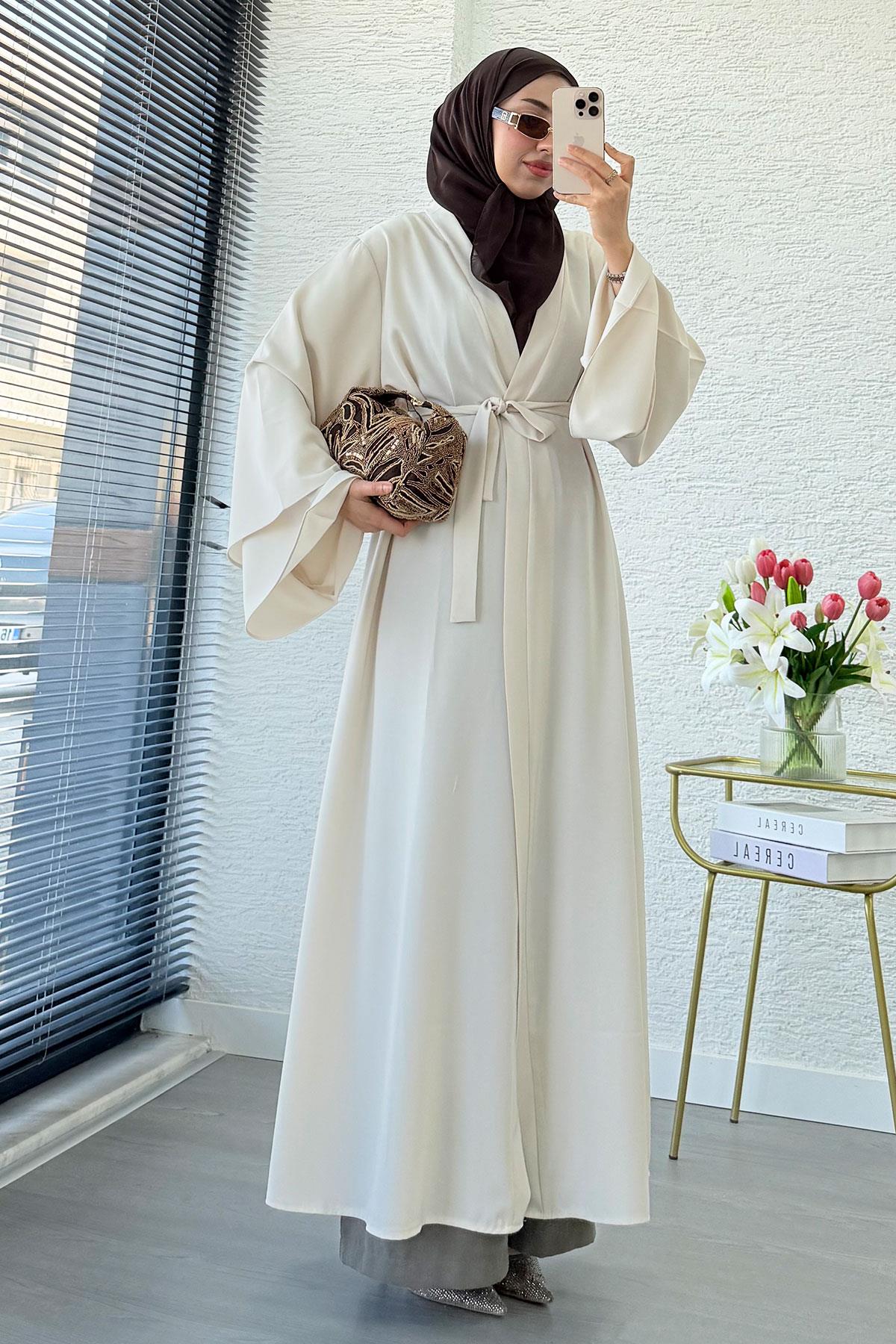 Premium Volan Kol Diana Abaya – Krem