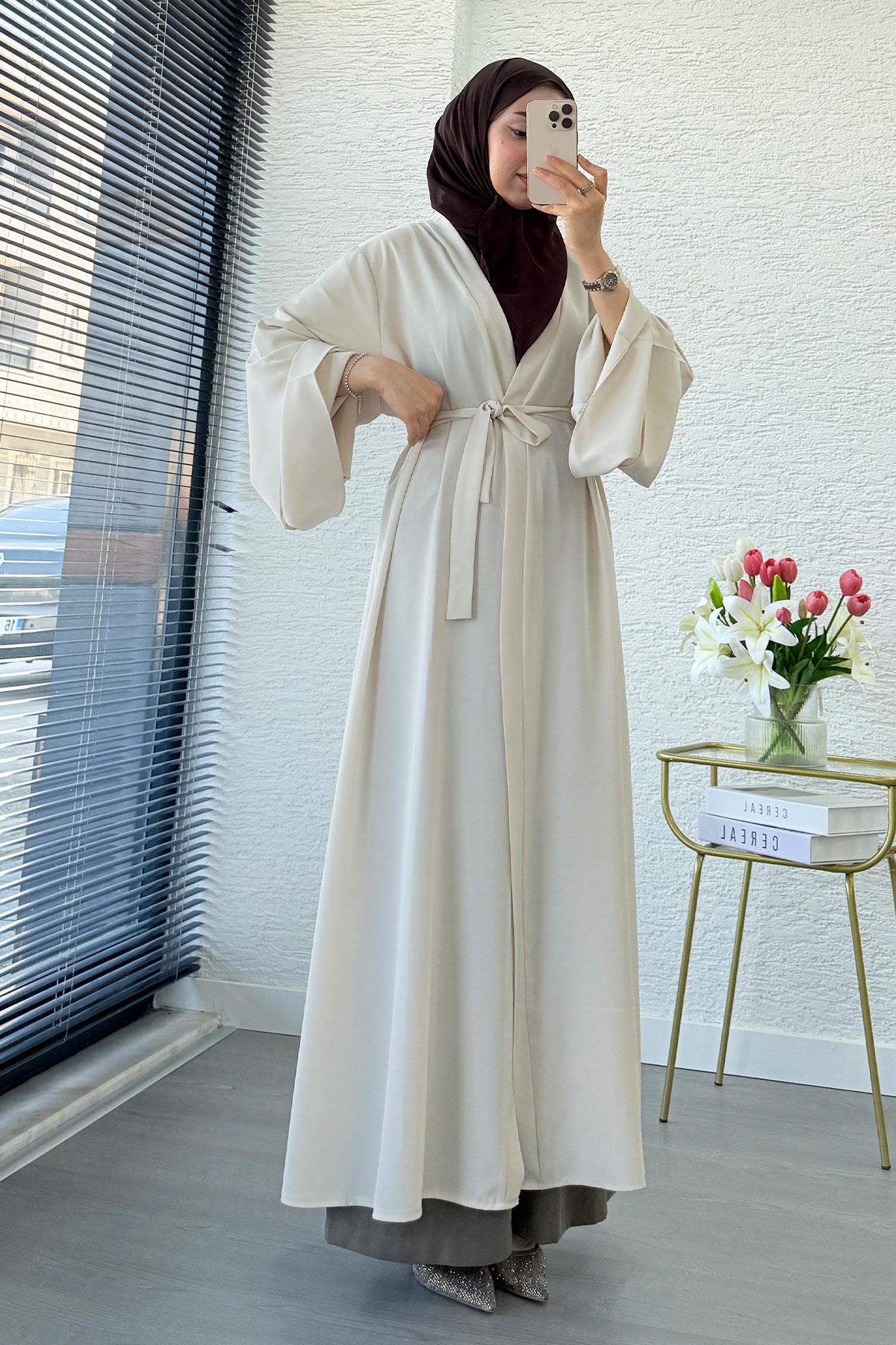 Premium Volan Kol Diana Abaya – Krem