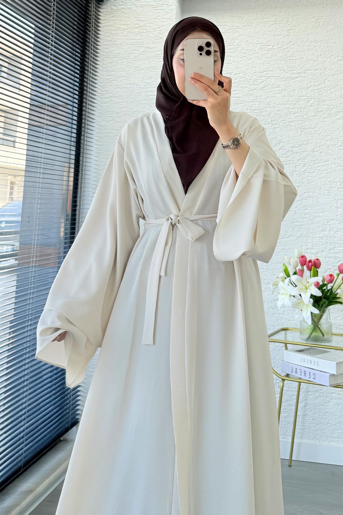 Premium Volan Kol Diana Abaya – Krem
