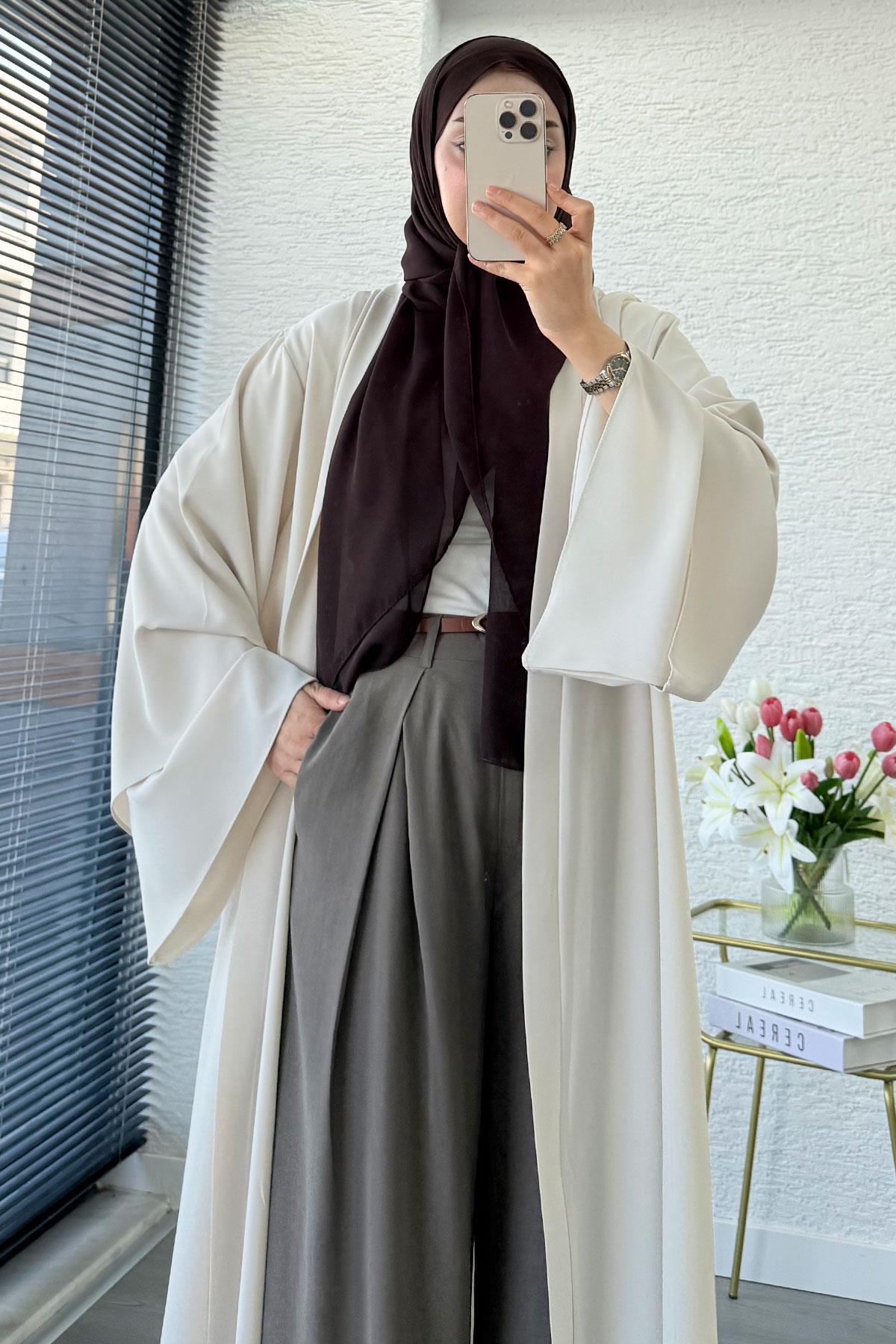 Premium Volan Kol Diana Abaya – Krem