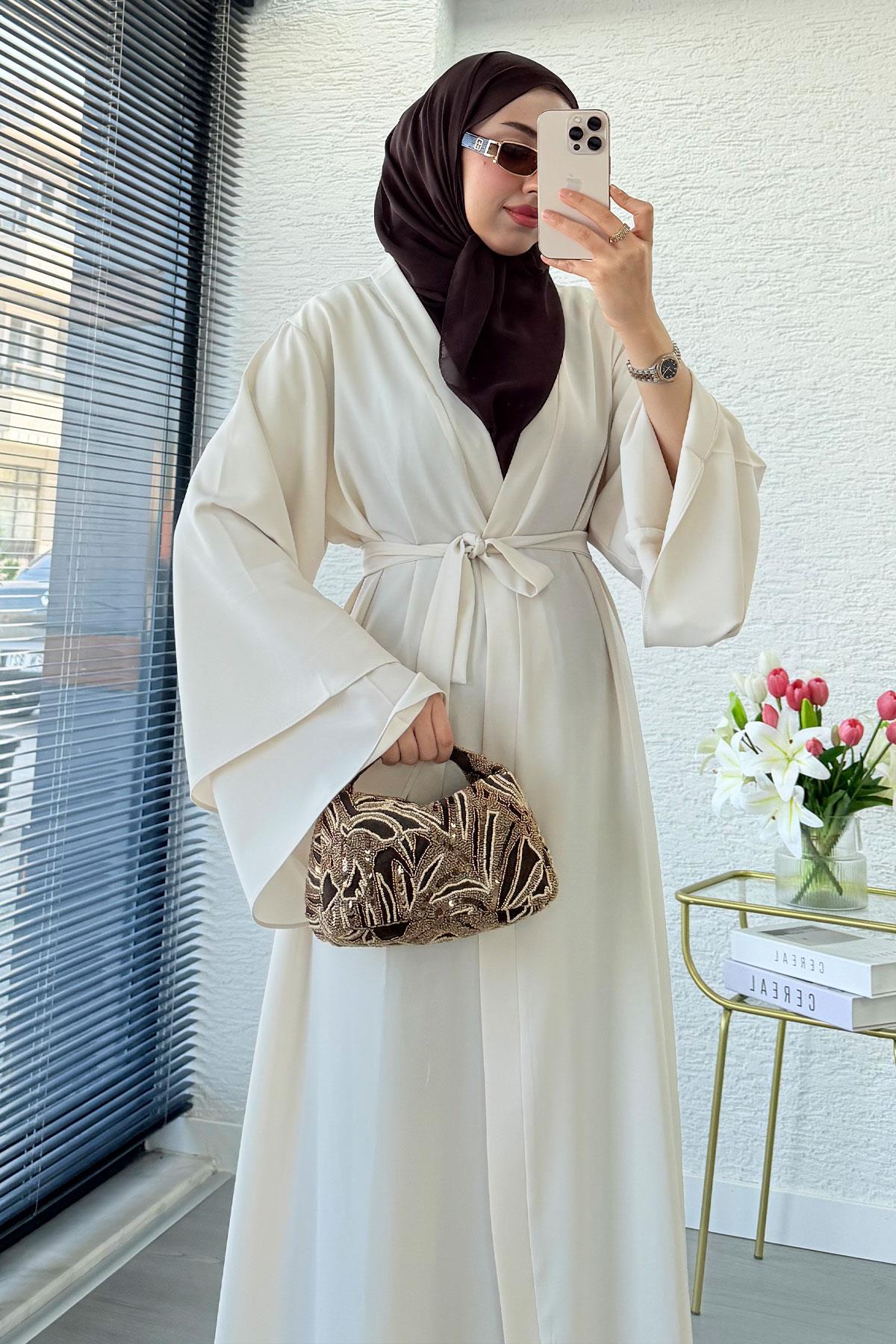 Premium Volan Kol Diana Abaya – Krem