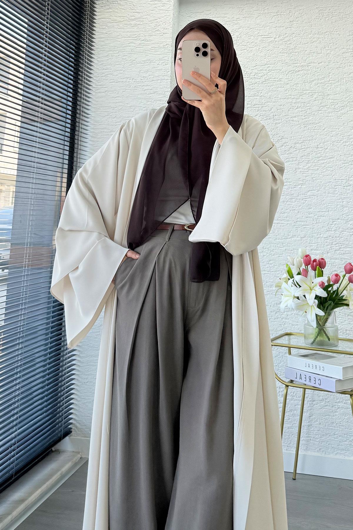 Premium Volan Kol Diana Abaya – Krem