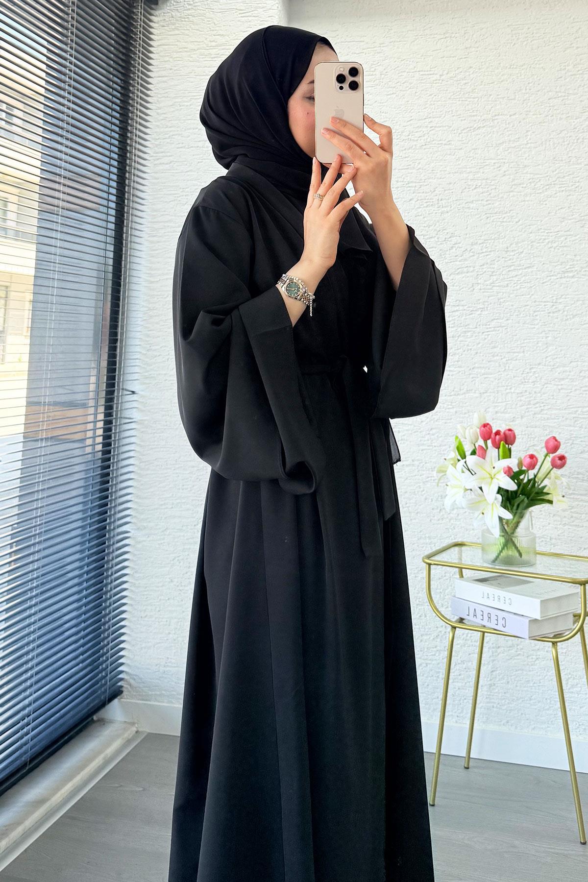 Premium Volan Kol Diana Abaya – Siyah