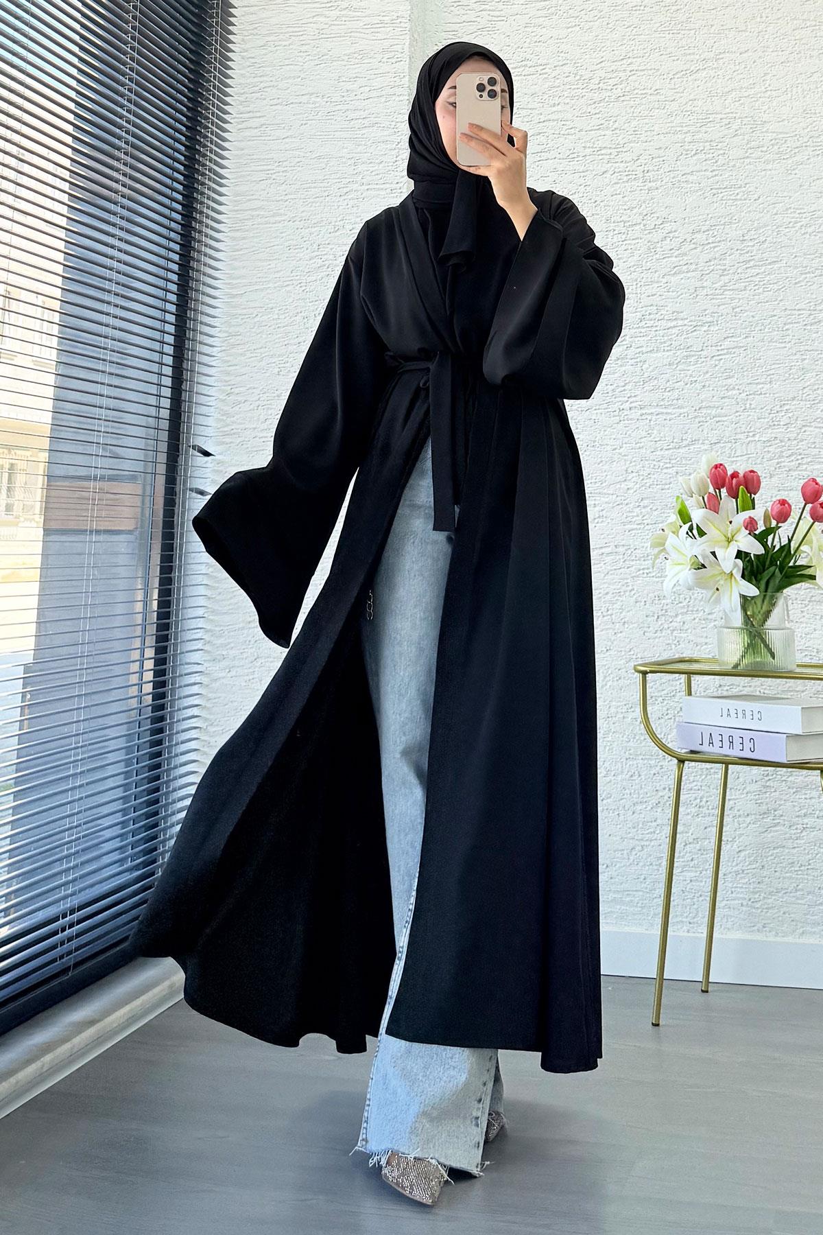 Premium Volan Kol Diana Abaya – Siyah