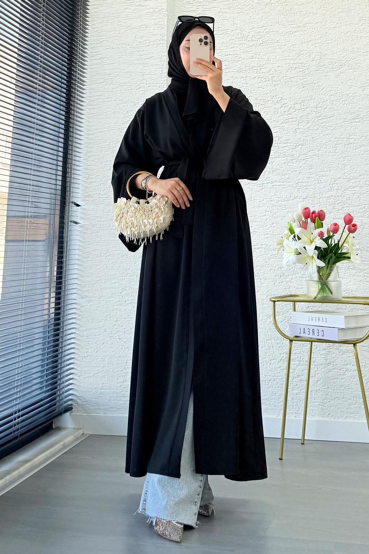 Premium Volan Kol Diana Abaya – Siyah