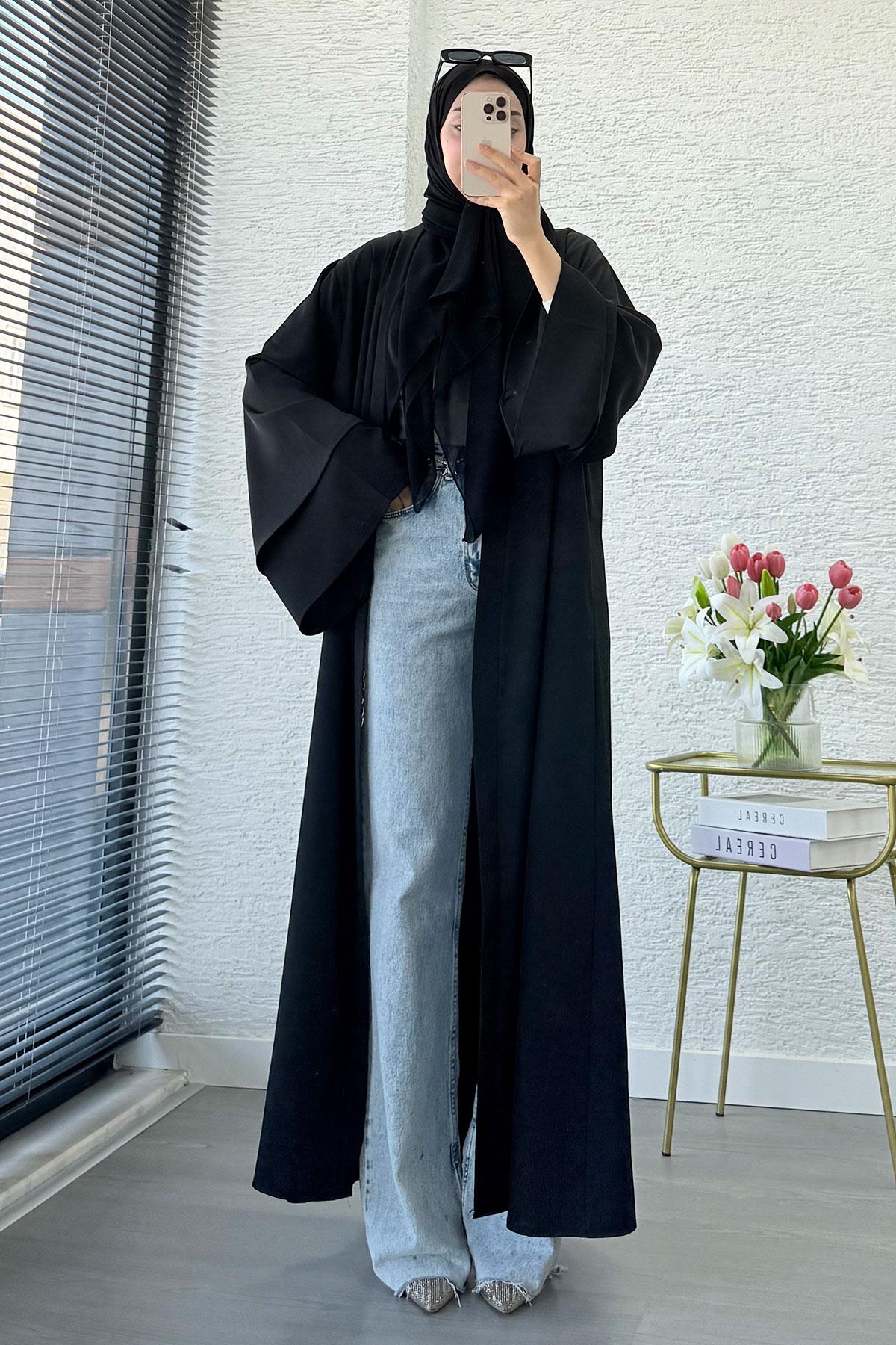 Premium Volan Kol Diana Abaya – Siyah